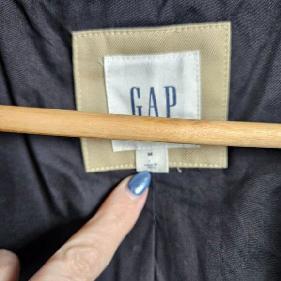 Gap Wool Blend Hooded Duffle Pea Coat Womens M Navy Black Winter Heavy Warm - Picture 3 of 16